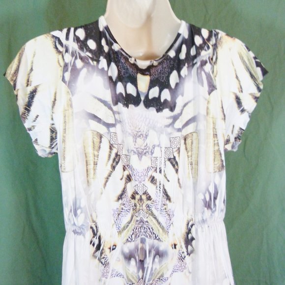 Apt 9 Dress Sz Small Geometric V Neck Beaded Midi - Picture 8 of 12